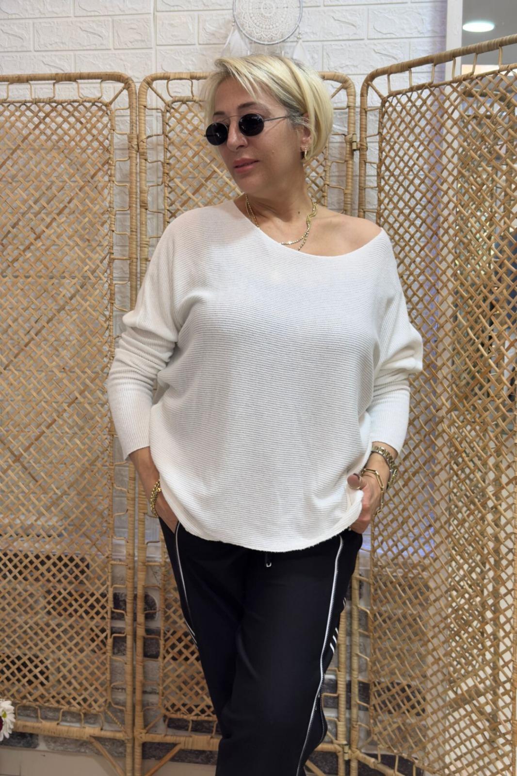 Kaşmir Angora Karışımı Kazak Krem