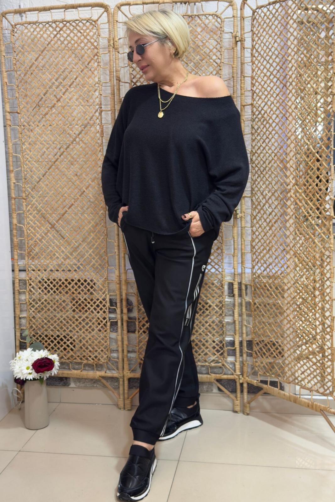 Kaşmir Angora Karışımı Kazak Siyah