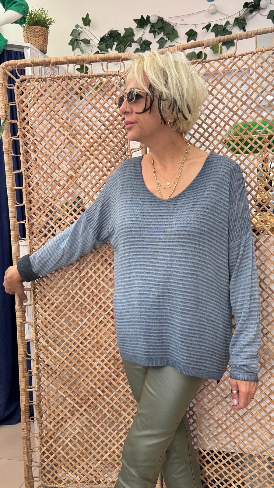 V Yaka İtalyan Kazak Mavi