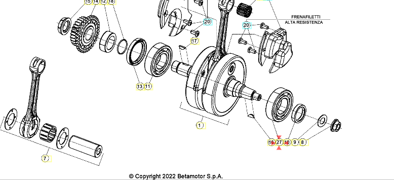 Beta 2T 22-26 Sol Krank Bilyası OEM B6-1