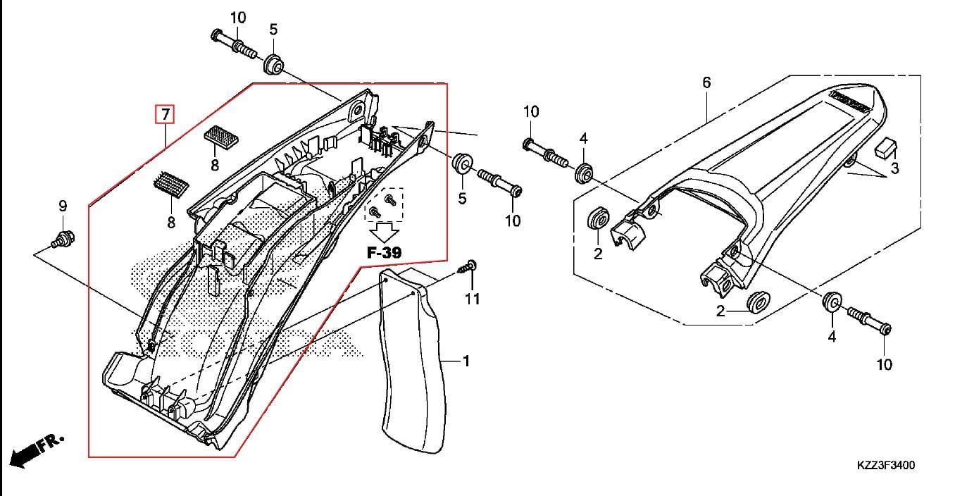 CRF250L ARKA ALT ÇAMURLUK SİYAH HONDA ORJ YP