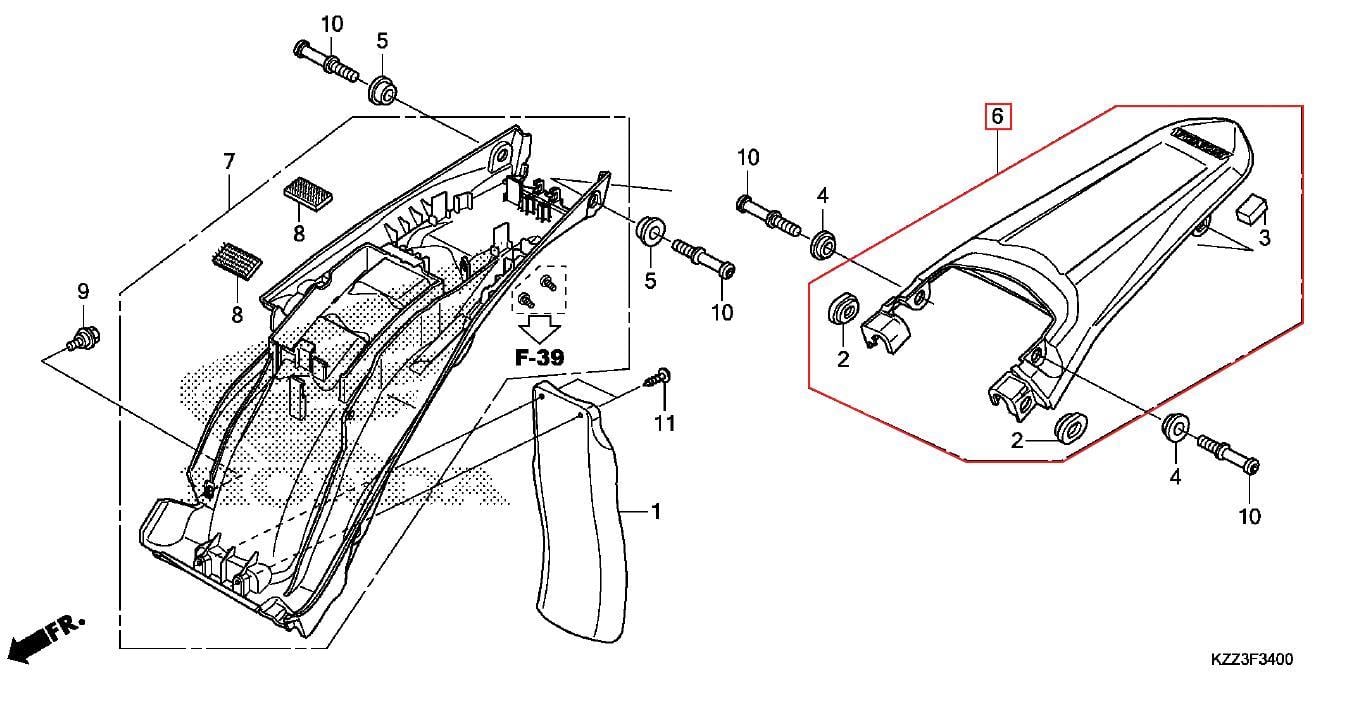 CRF250L ARKA ÇAMURLUK BEYAZ HONDA ORJ YP