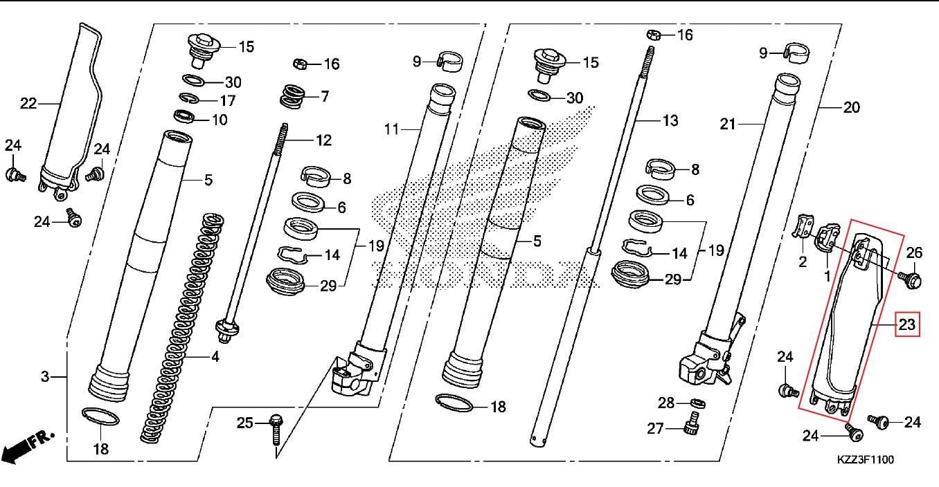 CRF250L ÖN AMORTİSÖR PLASTİĞİ SOL BEYAZ HONDA ORJ
