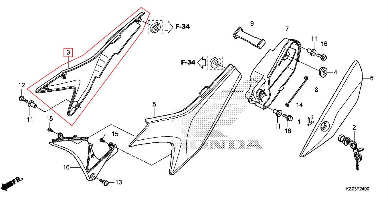 CRF250L SELE ALTI SAĞ GRENAJ BEYAZ HONDA ORJ YP