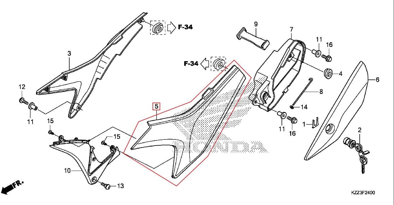 CRF250L SELE ALTI SOL GRENAJ BEYAZ HONDA ORJ YP