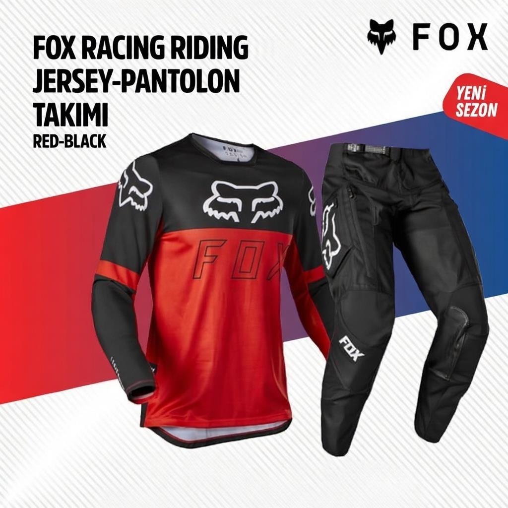 Fox Kırmızı Siyah Jersey Pantolon Takımı