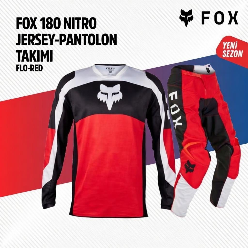 Fox Siyah Kırmızı Jersey Pantolon Takımı