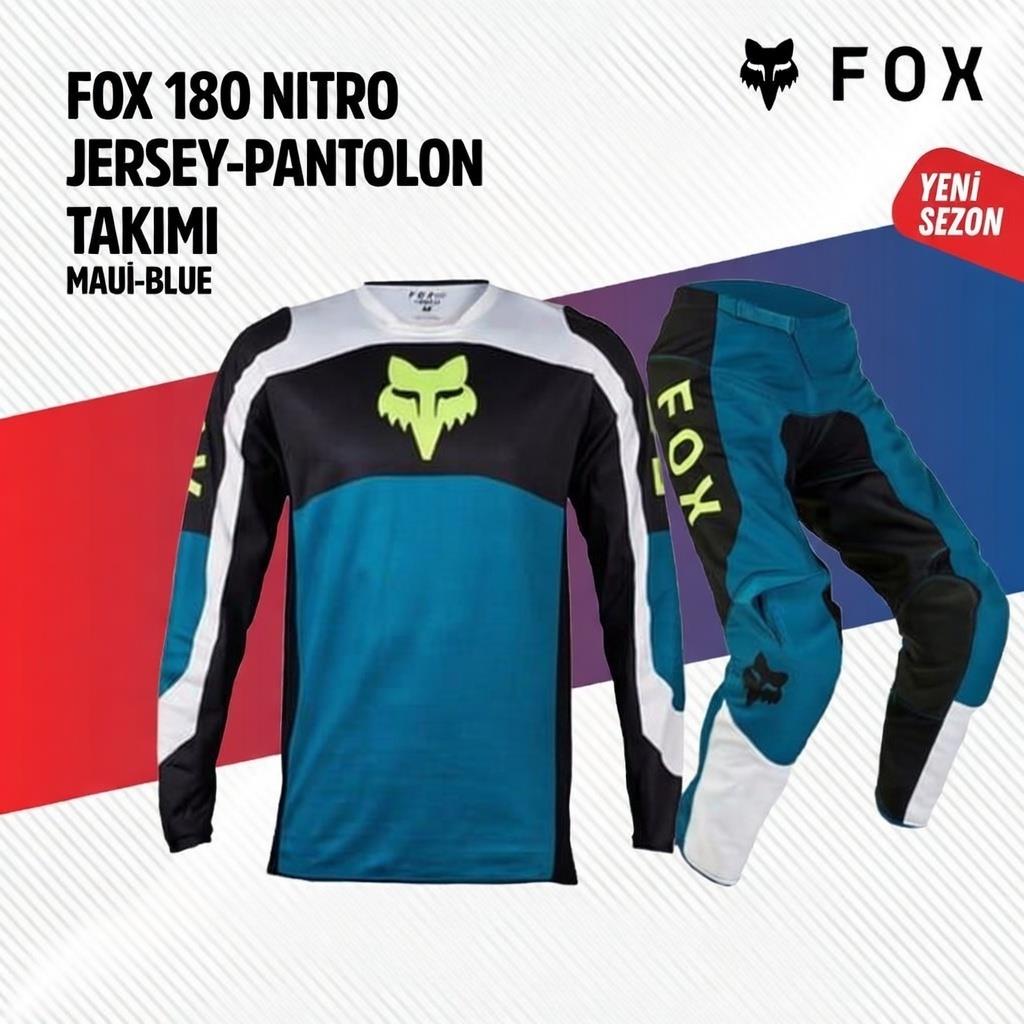 Fox Siyah Mavi Jersey Pantolon Takımı
