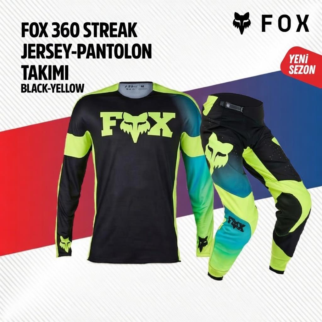 Fox Siyah Sarı Jersey Pantolon Takımı
