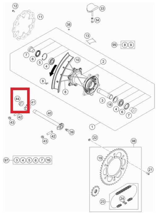 HEXAGON NUT M20X1.5 GASGAS ORJ YP A2