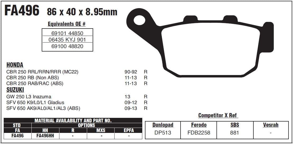 HON. NC 750 S/X 14-18 EBC ARKA FREN BALATASI