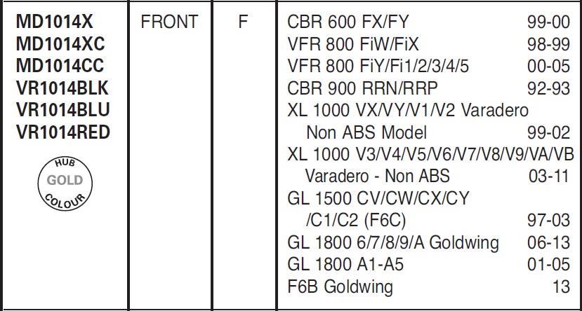 Honda XL 1000 1999-2011 Honda Gold Wing GL 1800 2006-2017 EBC Ön Disk