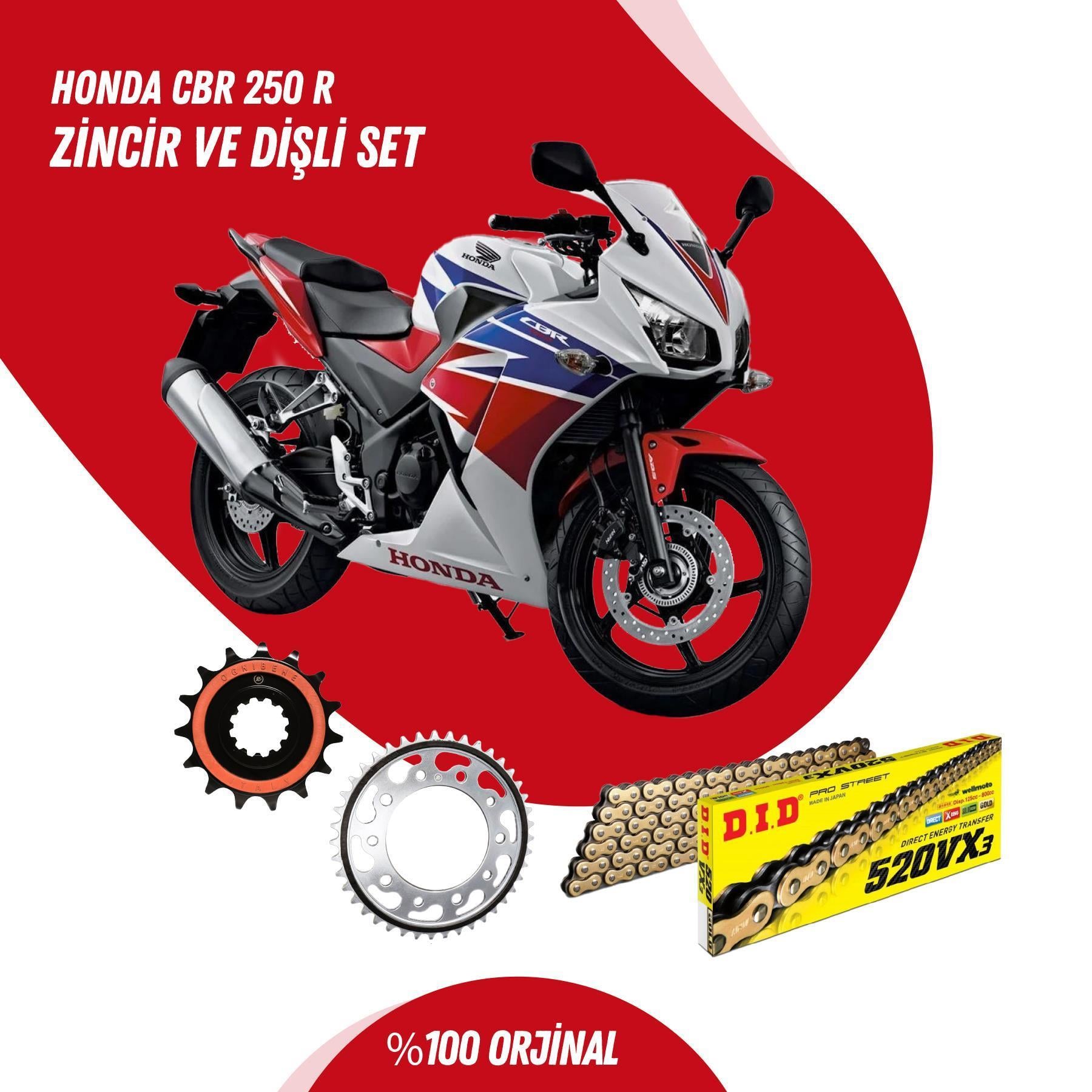 HONDA CBR 250 R 11-13 DID VX3 GOLD ZİNCİR DİŞLİ SET