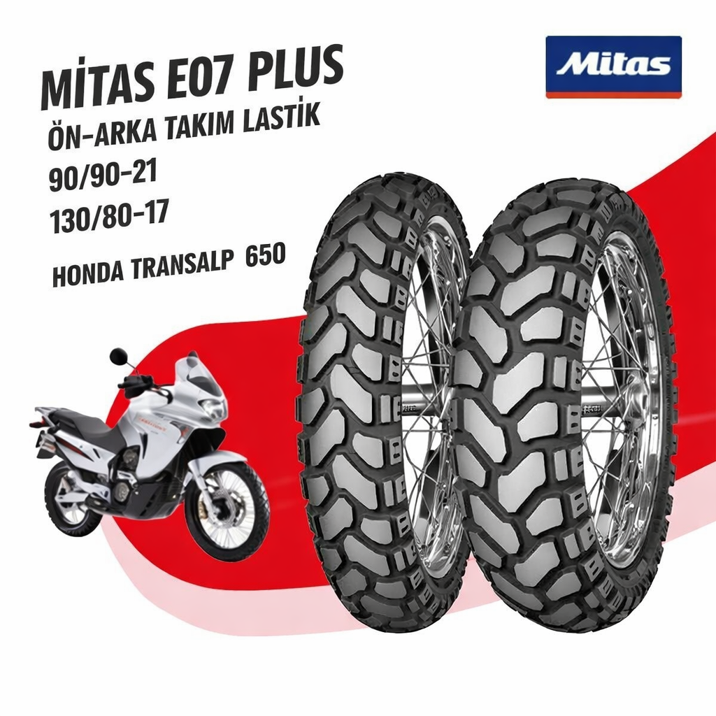 Honda Transalp 750  90/90-21 - 130/80-17  E-07 Plus Ön - Arka Takım Lastik