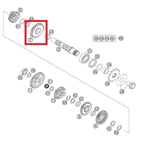 IDLER GEAR 2ND 33T KTM ORJ YP A3