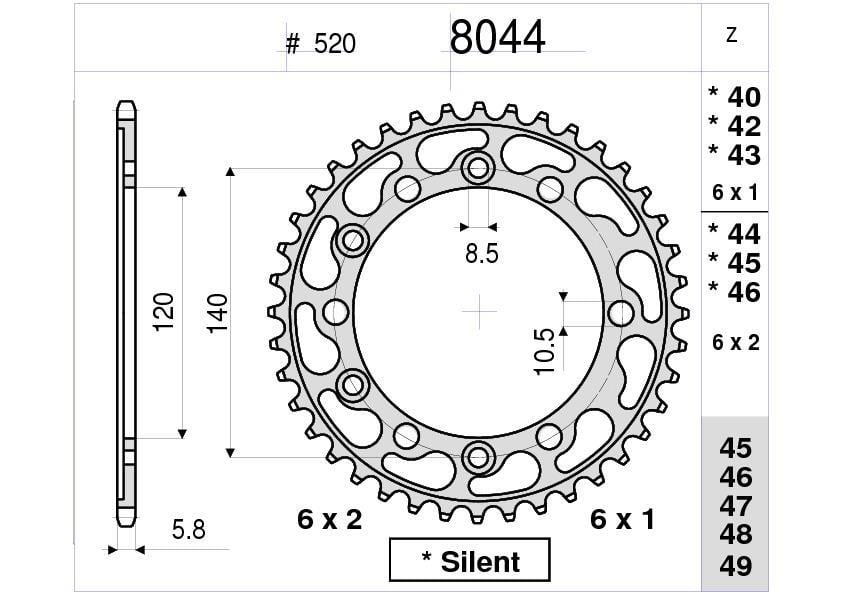 KAWASAKI OGNIBENE ARKA DİŞLİ 42T