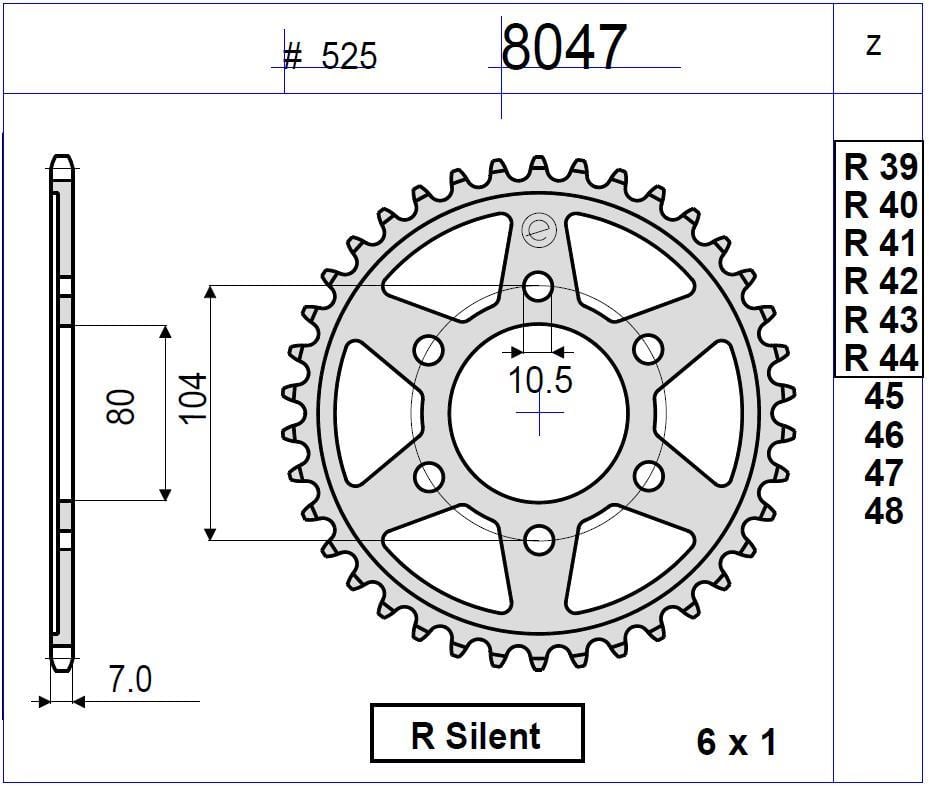 KAWASAKI ZX 600 R OGNIBENE ARKA DİŞLİ 42T