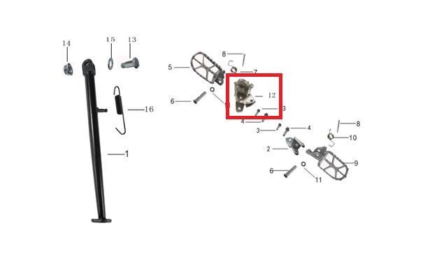 KAYO KT 250 SOL BASAMAK BRAKETİ