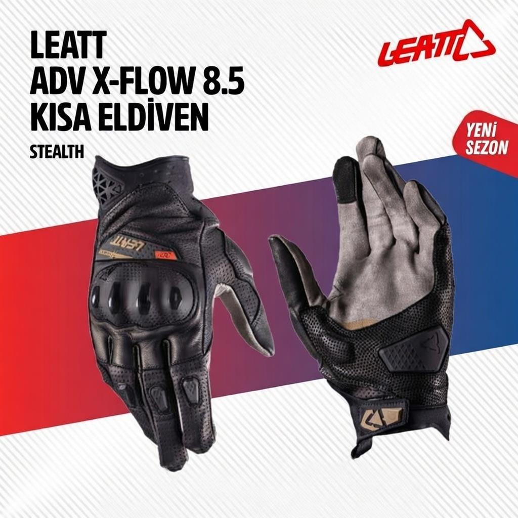 Leatt Adv X-Flow 8.5 Kısa Siyah Motosiklet Eldiveni