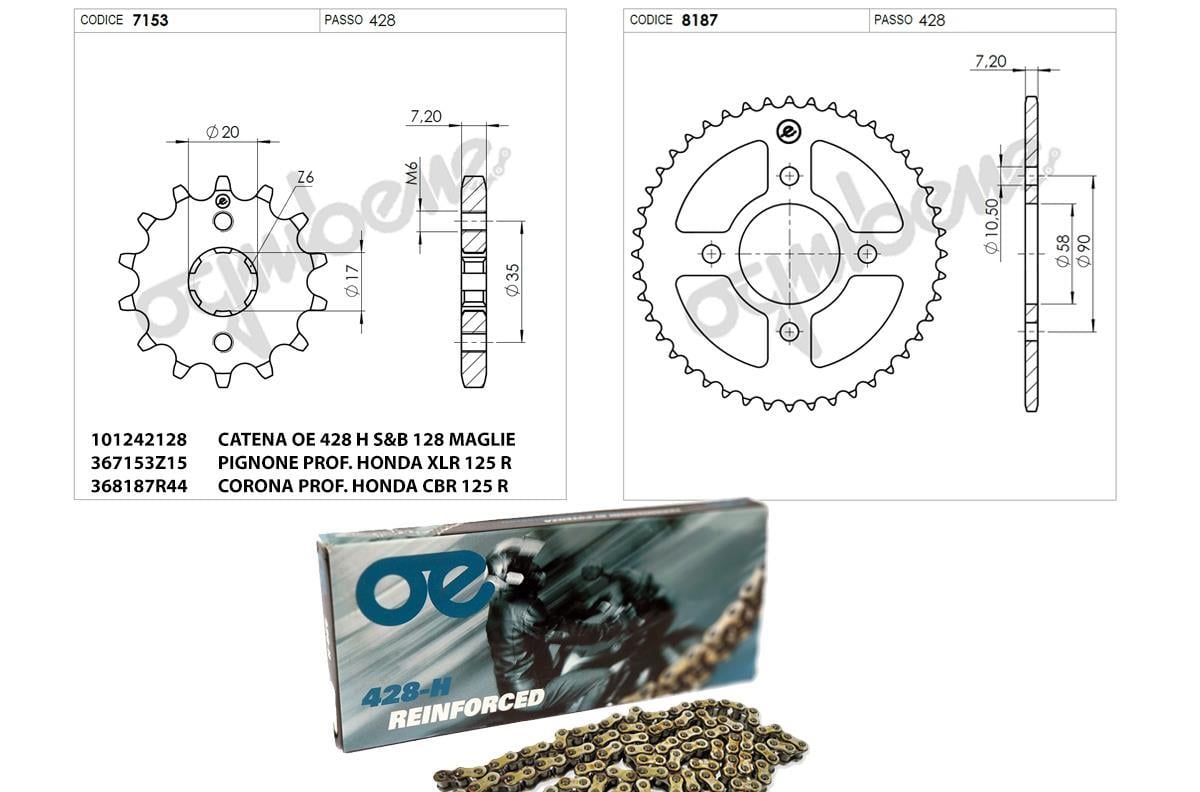 OGNIBENE DİŞLİ ZİNCİR KİT HONDA 125 CBR R 12-13