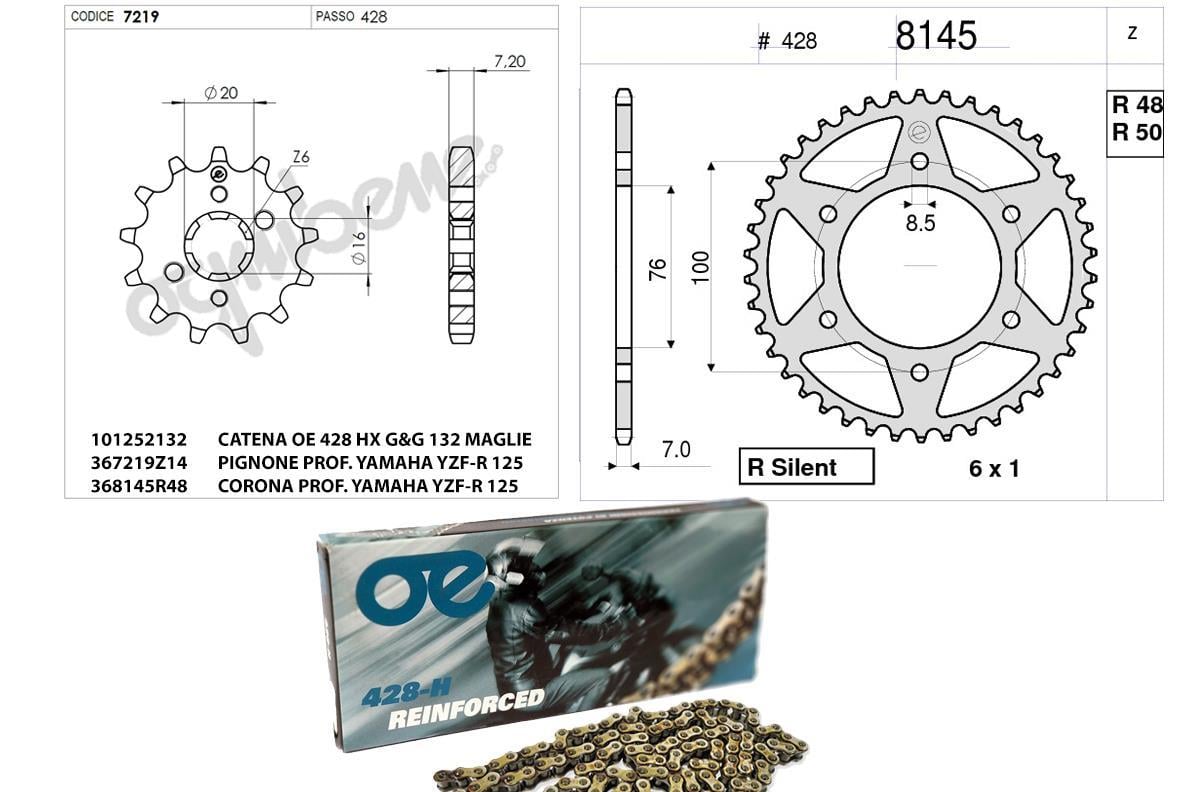 OGNIBENE DİŞLİ ZİNCİR KİT YAMAHA 125 YZF R 08-09
