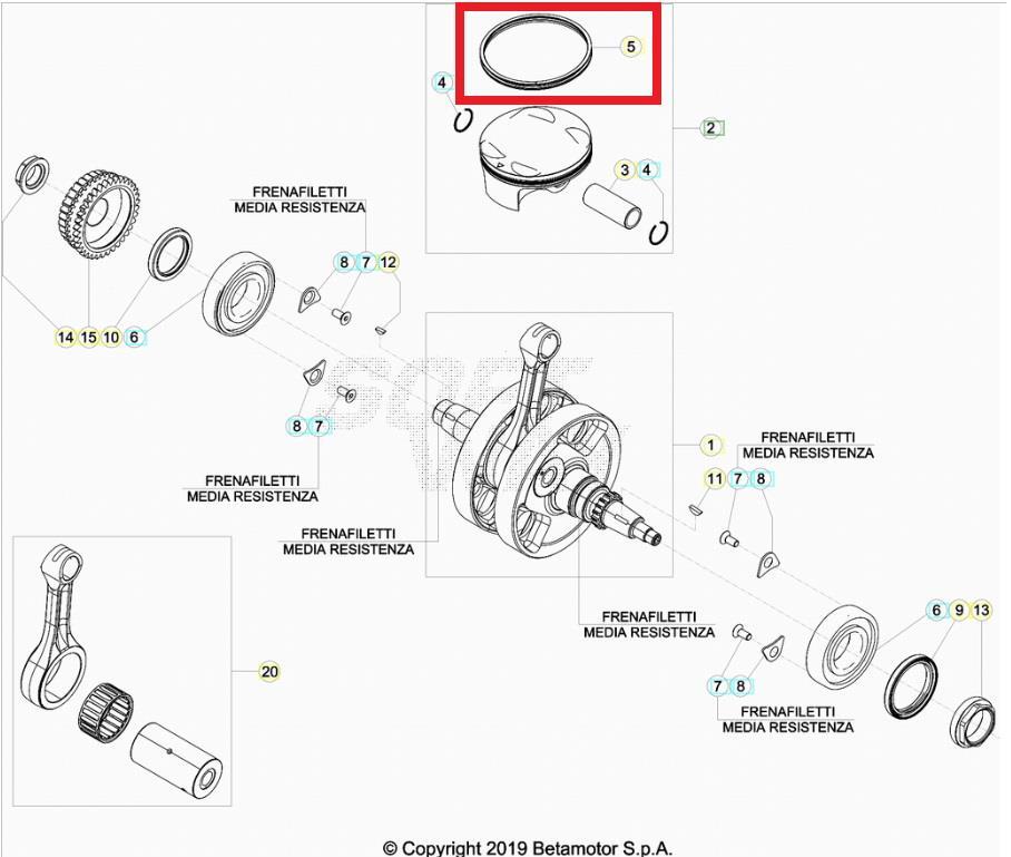 PISTON RING SET D.95MM BETA ORJ YP