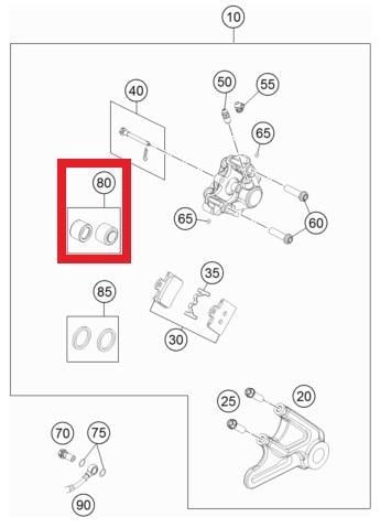 REAR CALIPER PISTON KIT 85CC KTM ORJ YP A4