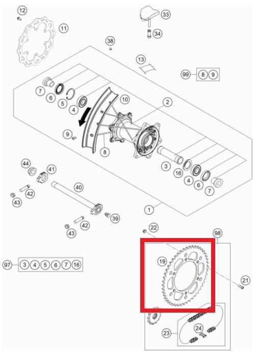REAR SPROCKET 52T GASGAS ORJ YP