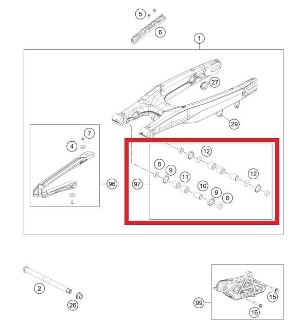 REPAIR KIT SWINGARM BEARING GASGAS ORJ YP A9