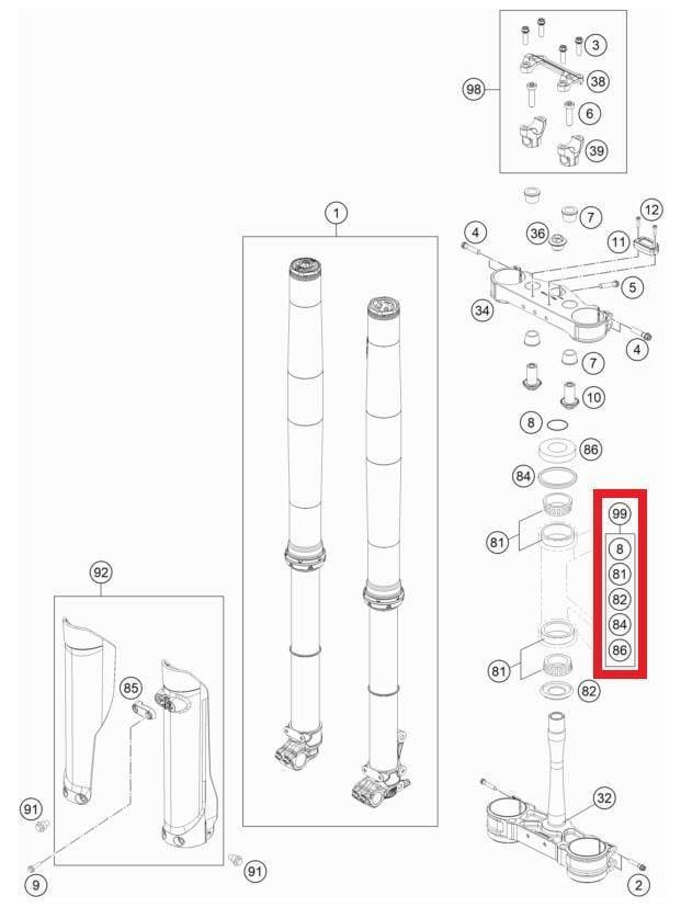STEARING HEAD REP KIT KTM ORJ YP A1