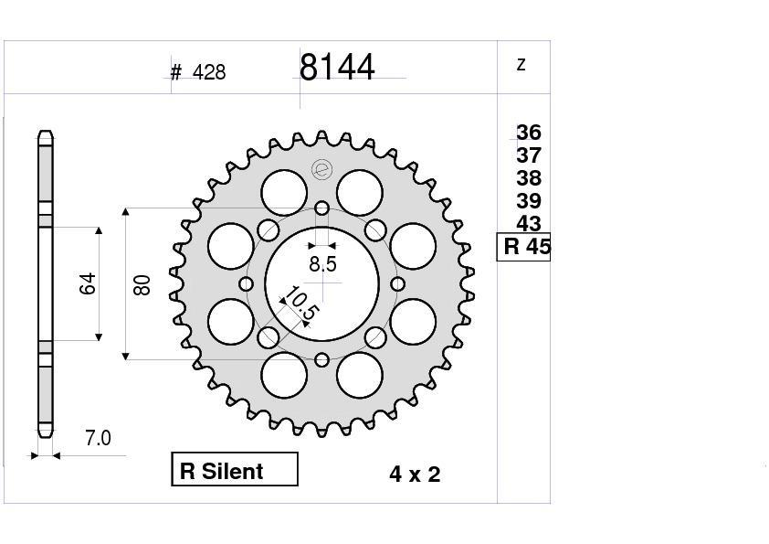 YAMAHA YBR 125 OGNIBENE ARKA DİŞLİ 45T
