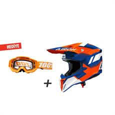 Airoh Wraap Vısıon Turuncu Mavi Parlak Motosiklet Kaskı