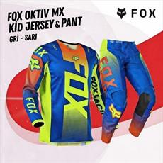 FOX Oktıv MX Mavi Çocuk Jersey Pantolon Takım