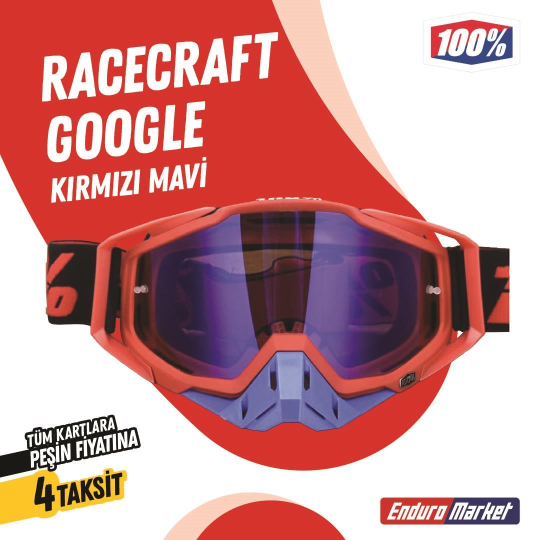 %100 RACECRAFT REPLİKA KIRMIZI MAVİ GOGGLE