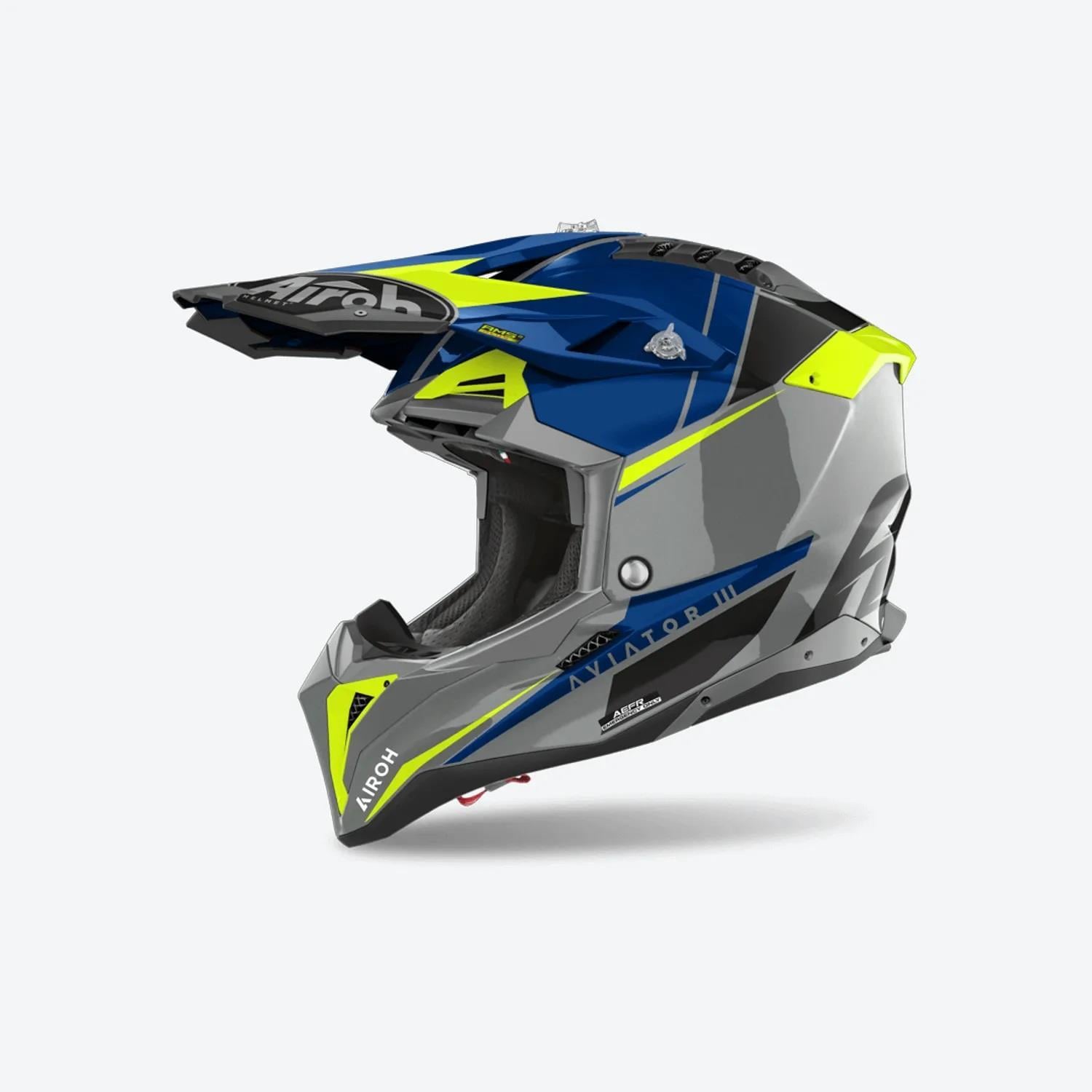 AIROH AVIATOR 3 PUSH BLUE GLOSS KASK