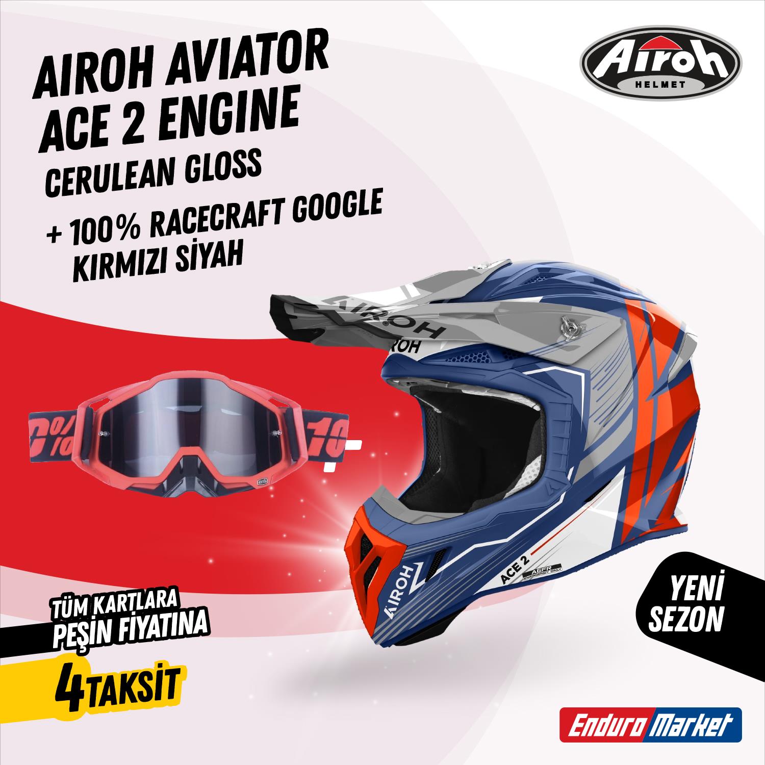 AIROH AVIATOR ACE 2 ENGINE CERULEAN GLOSS KASK