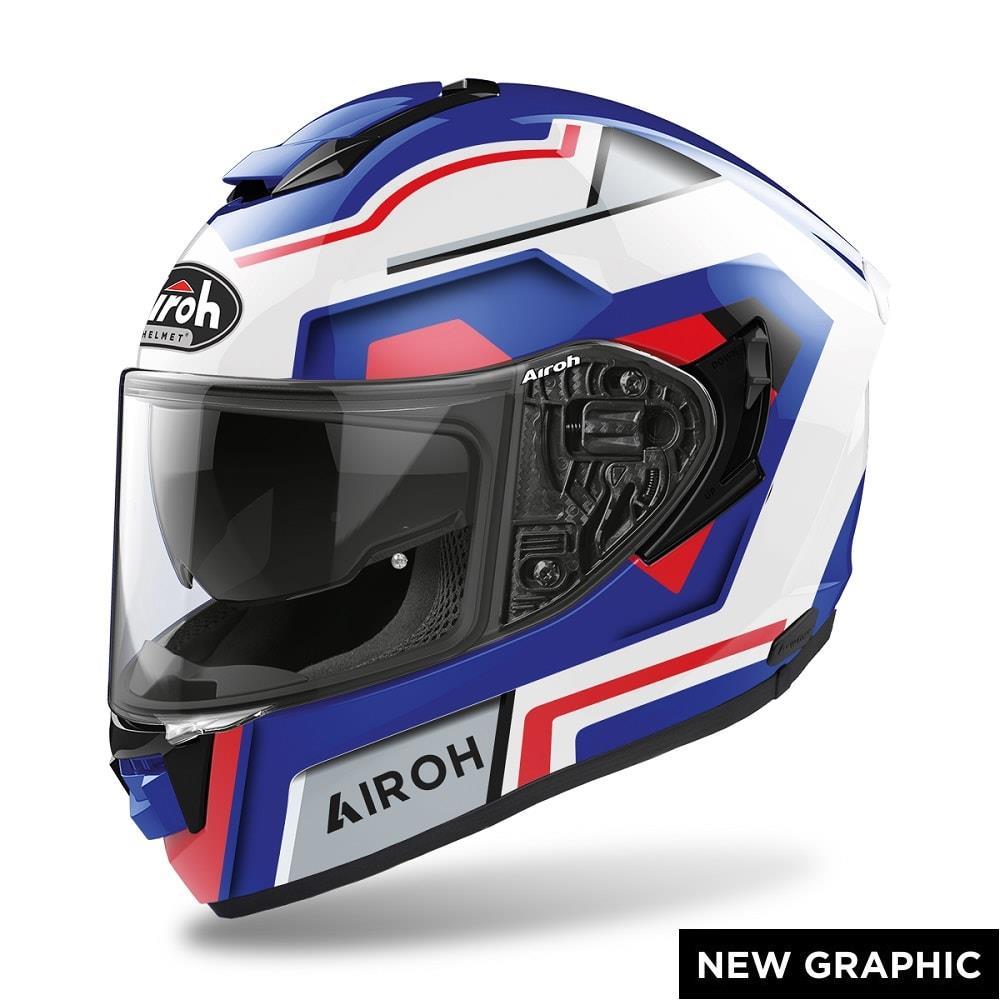 AIROH ST.501 SQUARE MAVİ KIRMIZI GLOSS KASK