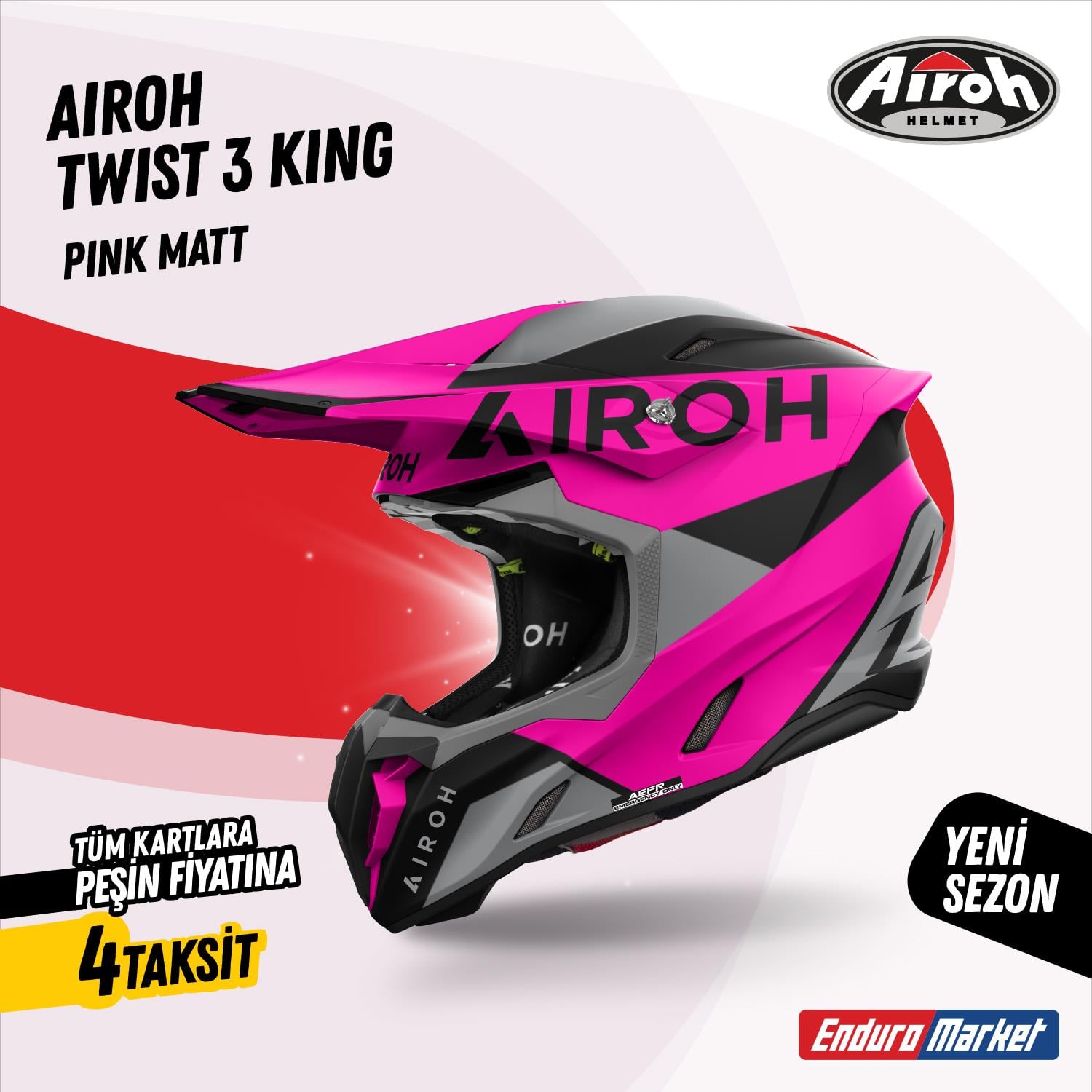 AIROH TWIST 3 KING PINK MATT KASK