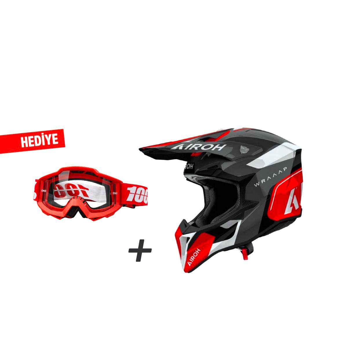 Airoh Wraap Conquer Kırmızı Parlak Motosiklet Kaskı