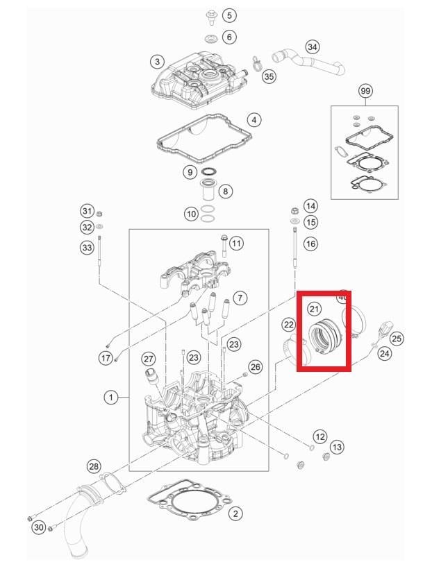 CONNECTION RUBBER EFI KTM ORJ YP A5
