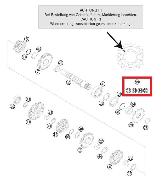 COUNTER SHAFT REP. KIT KTM ORJ YP A8