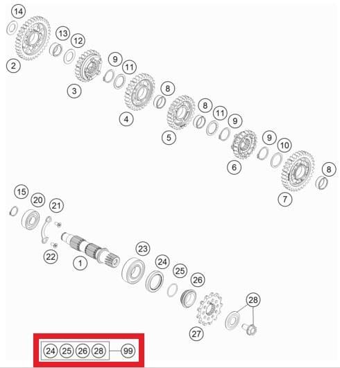 COUNTER SHAFT REP. KIT KTM ORJ YP A4