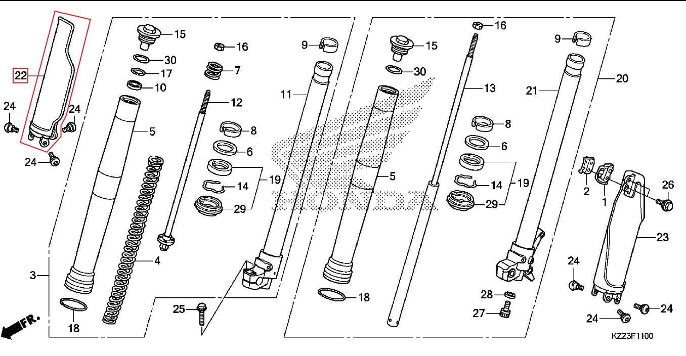 CRF250L ÖN AMORTİSÖR PLASTİĞİ SAĞ BEYAZ HONDA ORJ