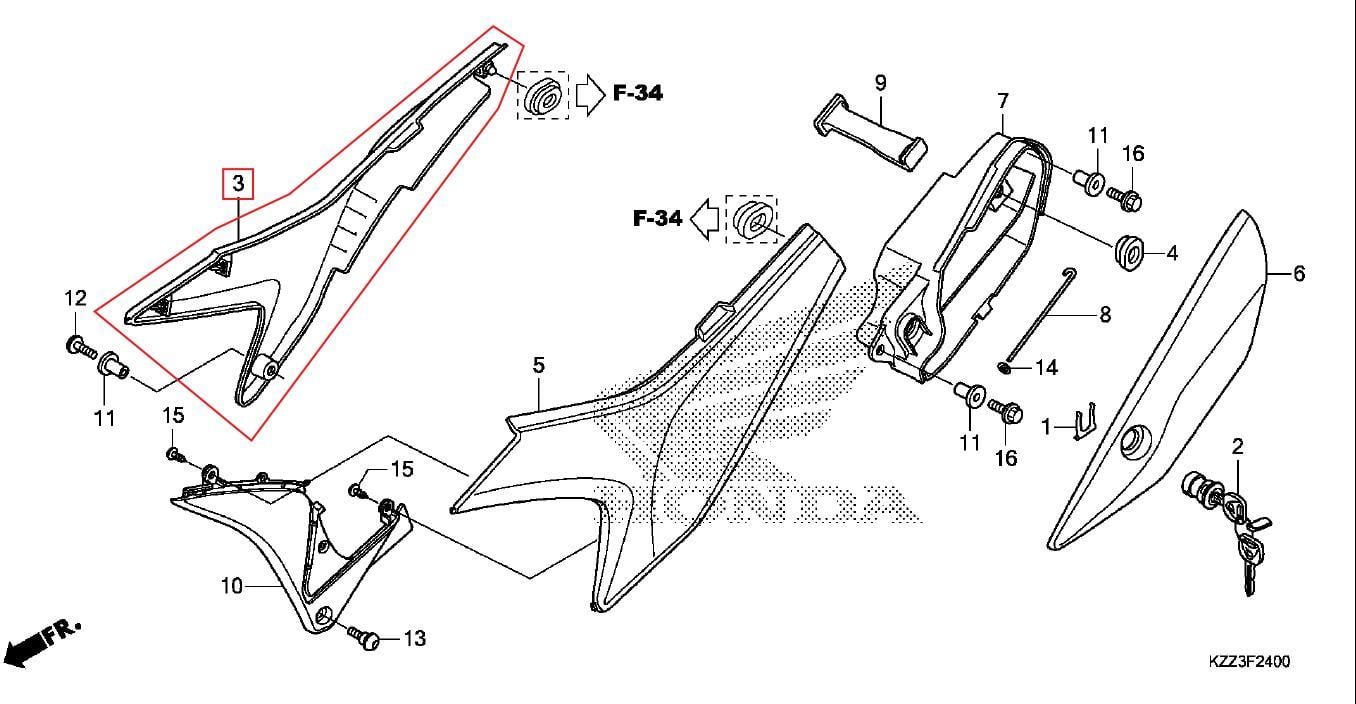 CRF250L SELE ALTI SAĞ GRENAJ BEYAZ HONDA ORJ YP
