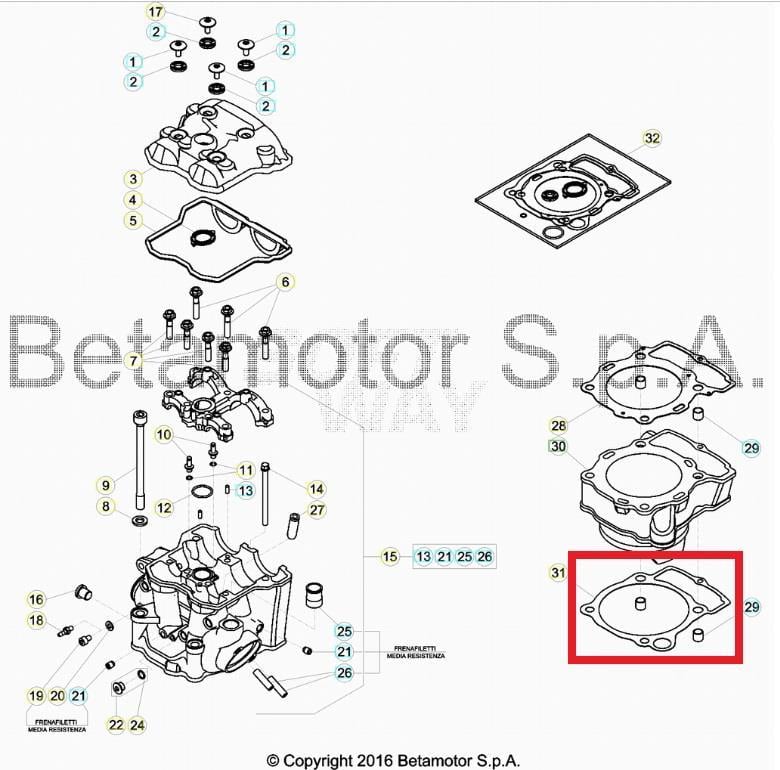CYLINDER BASE GASKET 0,3MM BETA ORJ YP B4