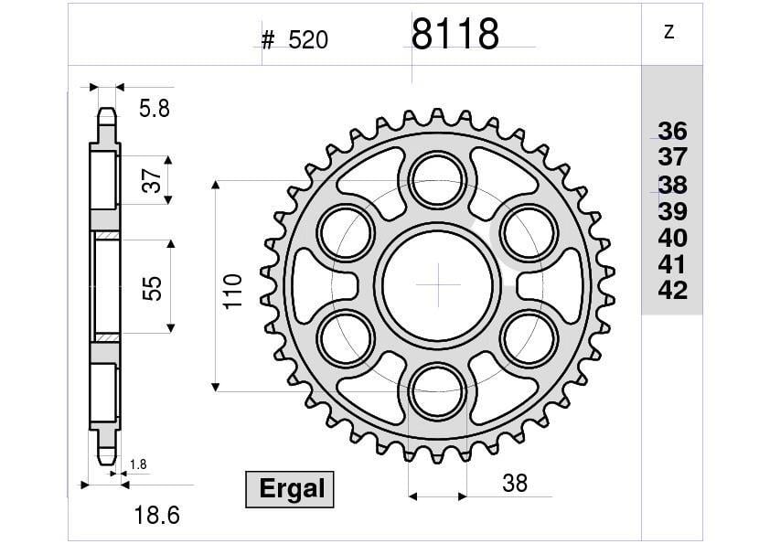 DUCATI 1098 525 OGNIBENE ARKA DİŞLİ 43T