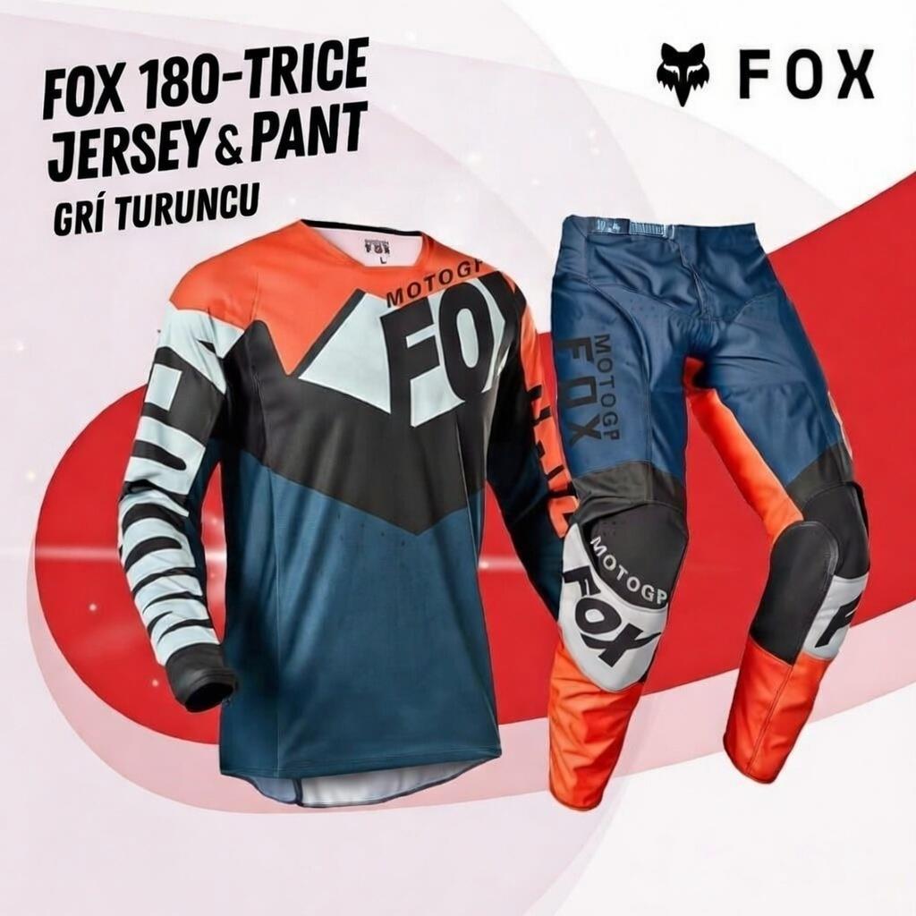 FOX 180 Trıce Gri Turuncu Jersey Pantolon Takım