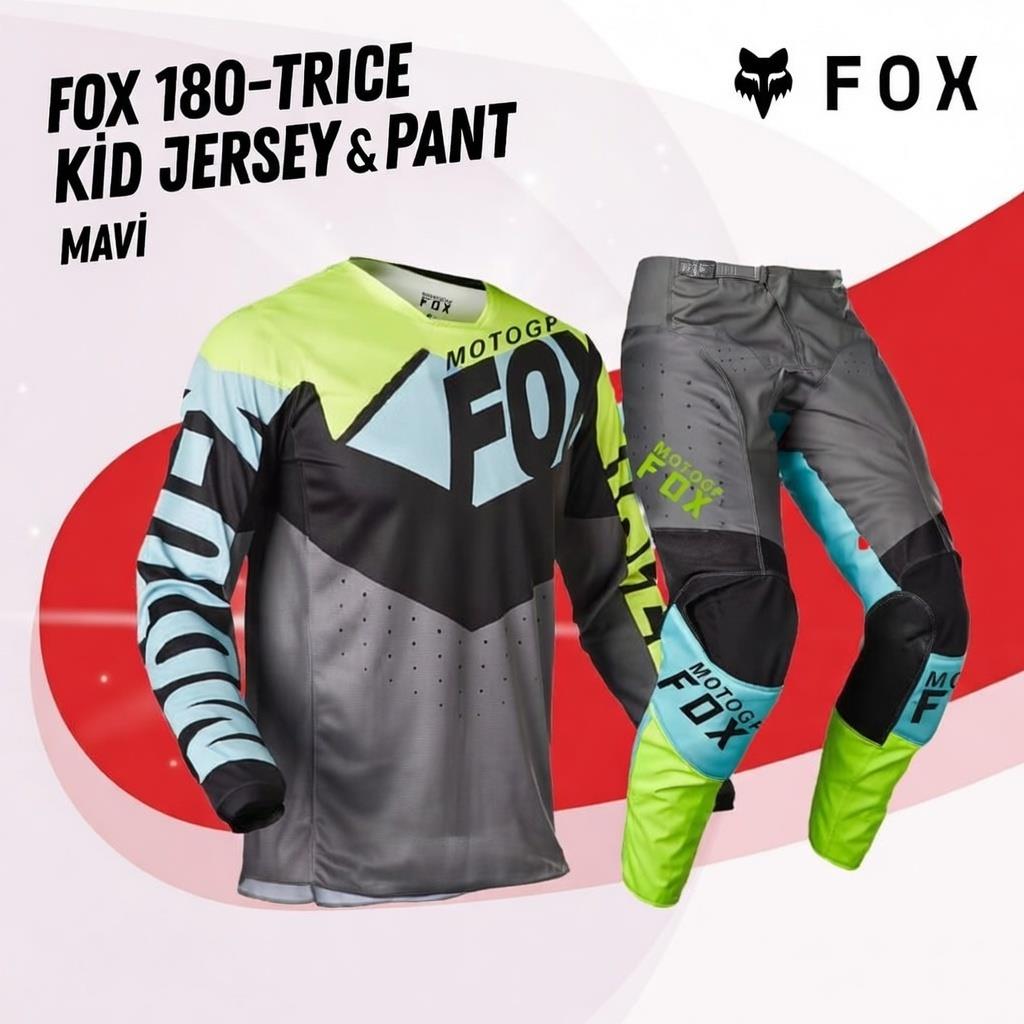 FOX 180 Trıce Mavi Çocuk Jersey Pantolon Takım