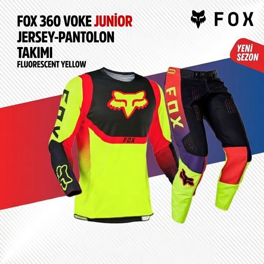Fox Sarı Kırmızı Çocuk Jersey Pantolon Takımı