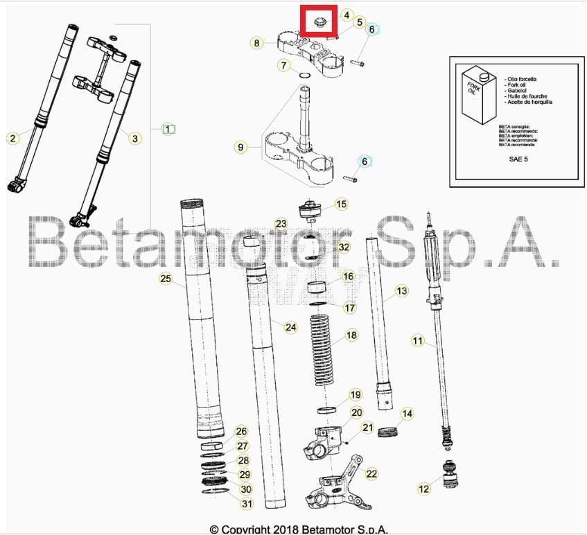 FRONT FORK 20X1,5 NUT BETA ORJ YP B5